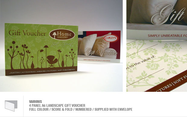 design and print of gift vouchers