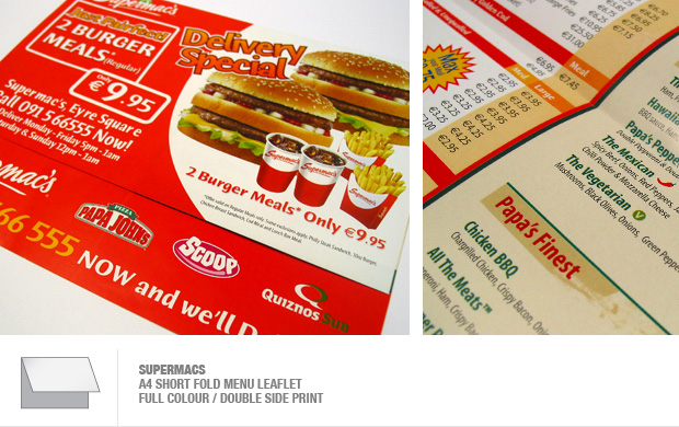 design and print of menus and leaflets